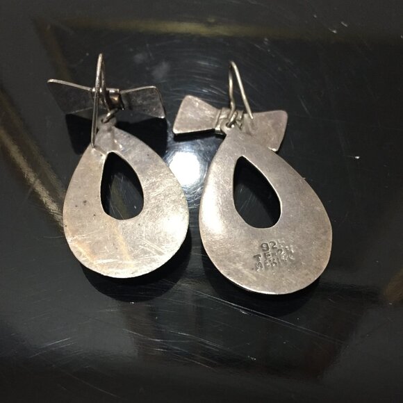 VINTAGE SILVER 925 LARGE DROP EARRINGS - Picture 3 of 6